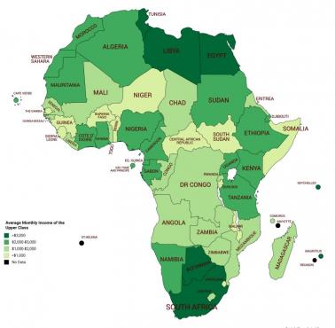 Średni miesięczny dochód wyższej klasy w Afryce