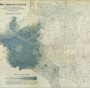 Polska mapa etnograficzna z 1912 roku według przedwojennych spisów ludności