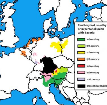 Wszystkie terytoria należące niegdyś do Bawarii, sklasyfikowane według wieku, w którym zostały trwale utracone