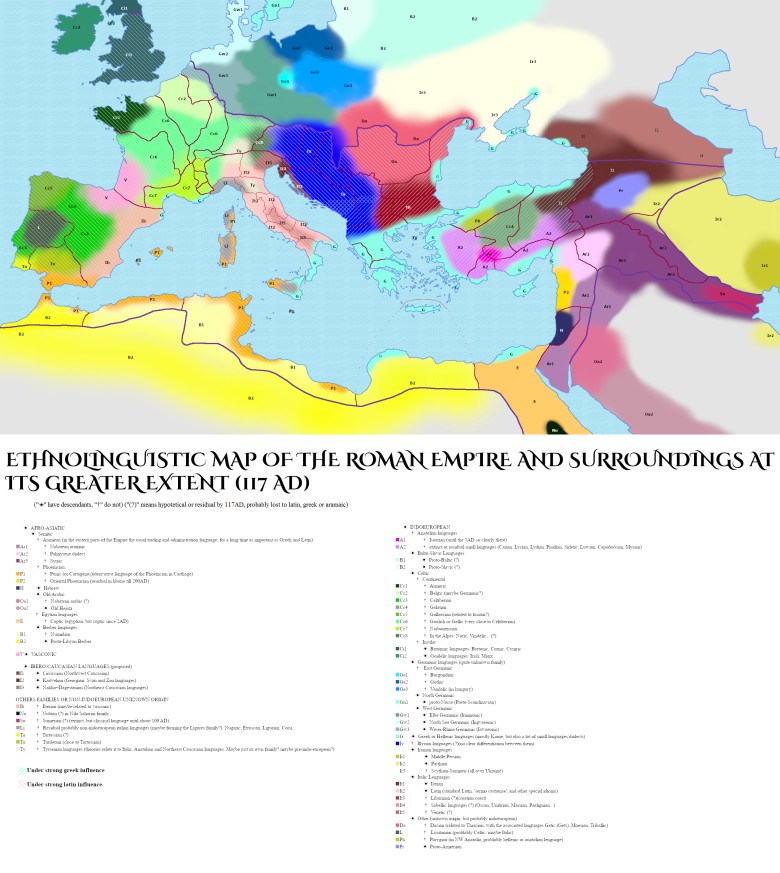 Etnolingwistyczna mapa rzymskiego imperium, 117 rok n.e.