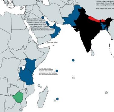 Kraje, które korzystają z indyjskiej rupii