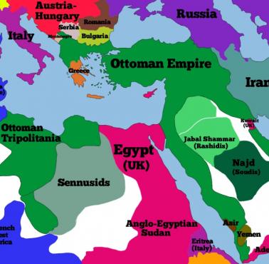 Polityczna mapa Bliskiego Wschodu w 1911 roku