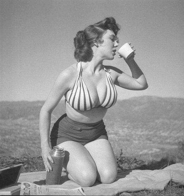 Amerykańska modelka Meg Myles, 1950