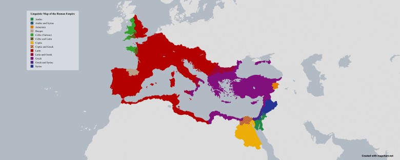 Mapa językowa starożytnego Rzymu tuż przed upadkiem jego zachodniej części