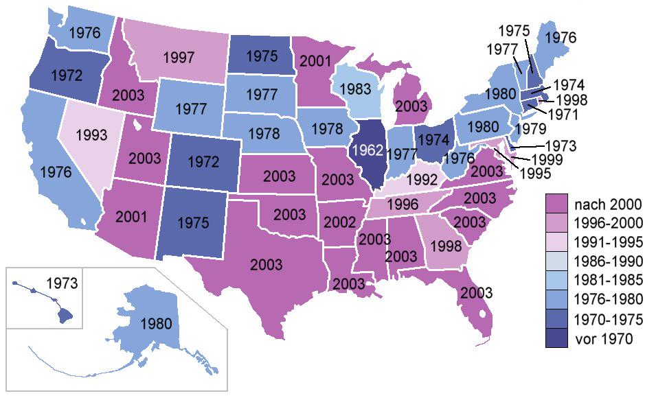 Depenalizacja (dekryminalizacja) aktów homoseksualnych w poszczególnych stanach USA w latach 1962-2003