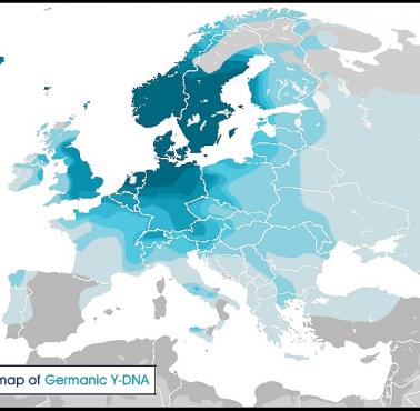 Przybliżone rozmieszczenie haplogrup Y-DNA germanów w Europie