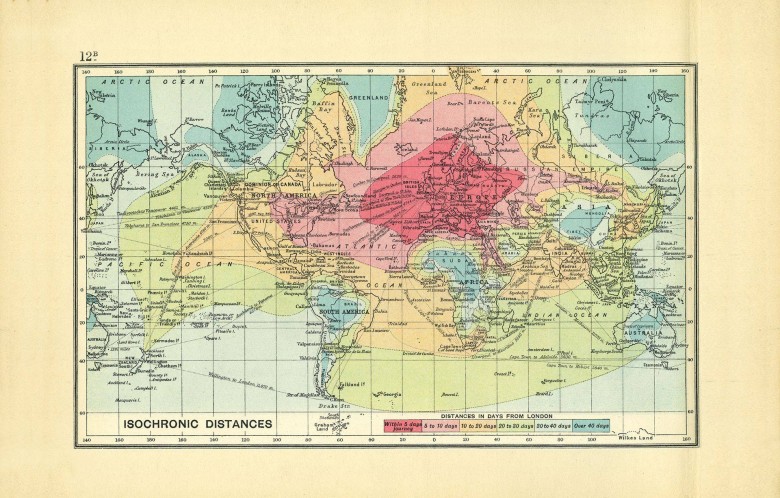 Czas podróży z Londynu do różnych części świata w 1914 roku