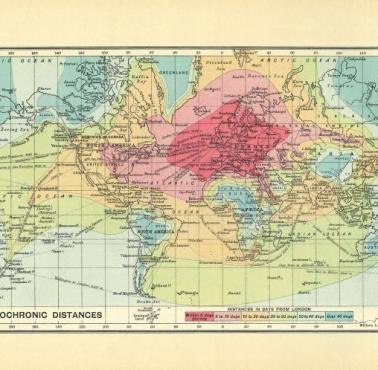 Czas podróży z Londynu do różnych części świata w 1914 roku