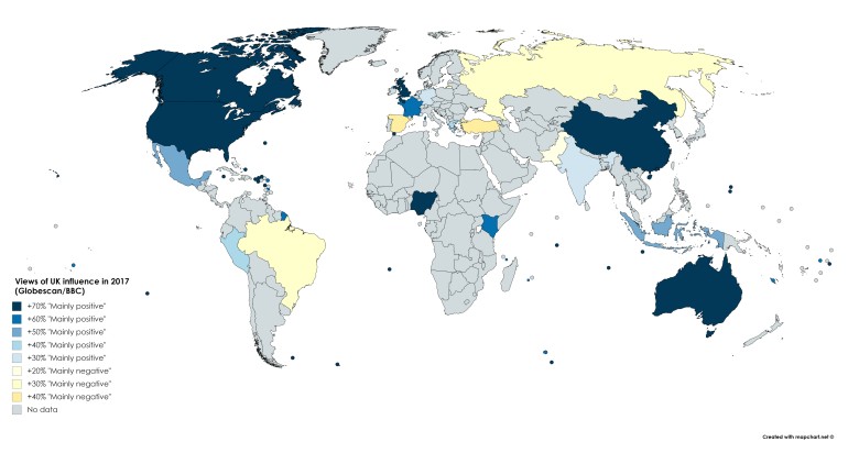 Opinie o Wielkiej Brytanii na świecie, 2017, Globescan / BBC World