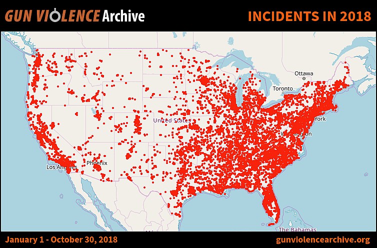 Incydenty z bronią w USA w 2018 roku