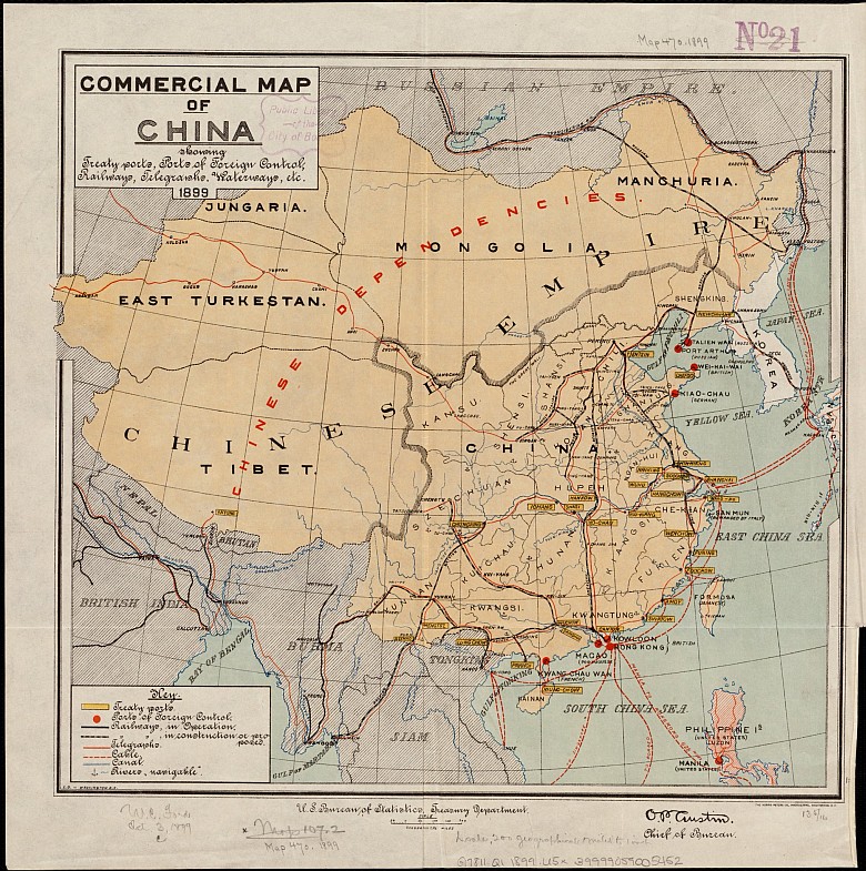 Mapa Chin w 1899 roku