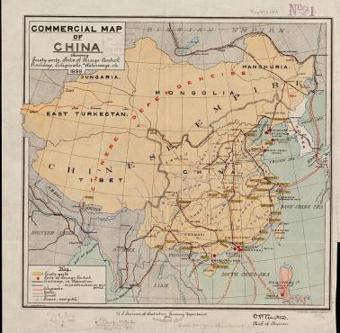 Mapa Chin w 1899 roku