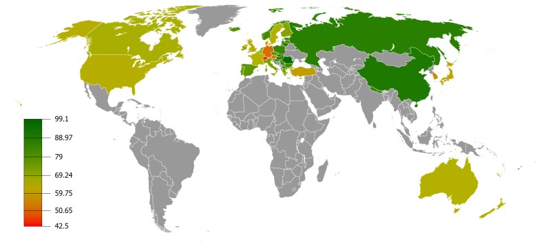 Odsetek właścicieli nieruchomości na świecie, 2017