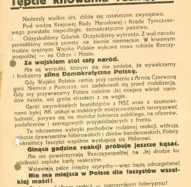 Dzisiaj trzecie pokolenie AK walczy z trzecim pokoleniem UB, 1945