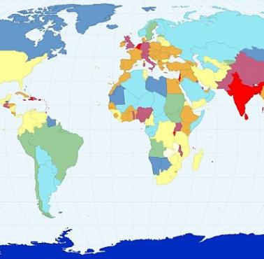 Globalna gęstość zaludnienia według kraju