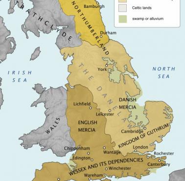 Mapa Anglii w 878 roku n.e.