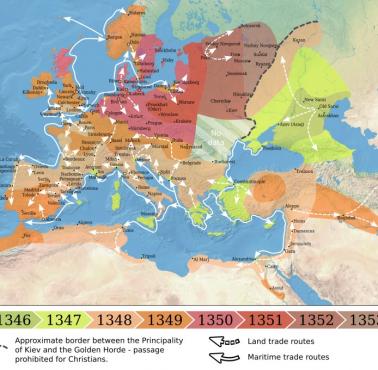 Rozprzestrzenianie się ospy w Europie, 1346-1353