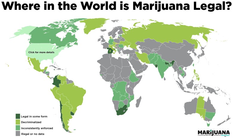 Legalność marihuany na świecie, 2018