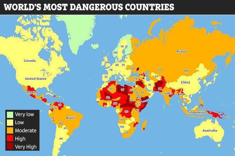 Najbardziej niebezpieczne kraje na świecie