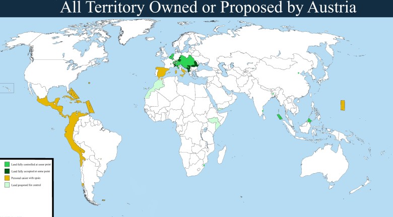 Mapa posiadłości austriackich Habsburgów na przestrzeni wieków