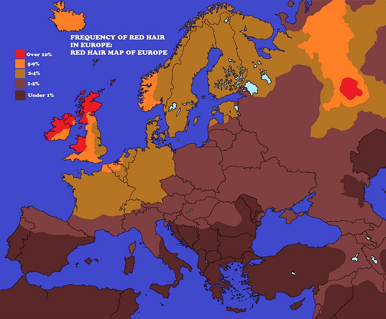 Rude włosy w Europie
