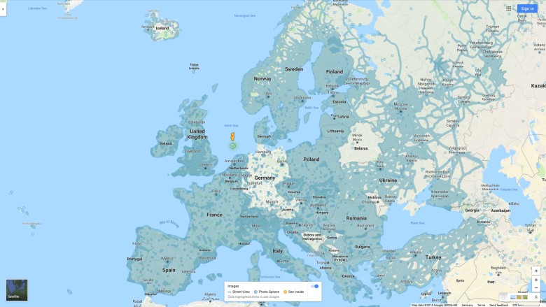 Dostępność Google Street View w Europie