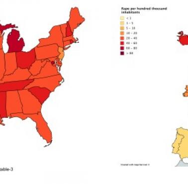 Gwałty na 100 tys. mieszkańców w USA i Europie