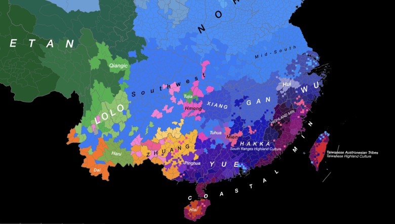 Mapa językowa Chin południowych