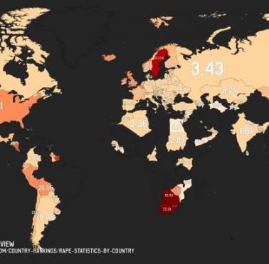 Statystyki dotyczące gwałtów według krajów, 2022