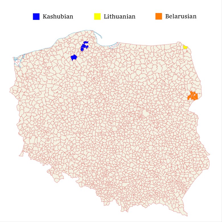 Gminy, w których mniejszość etniczna stanowi większość, 2011
