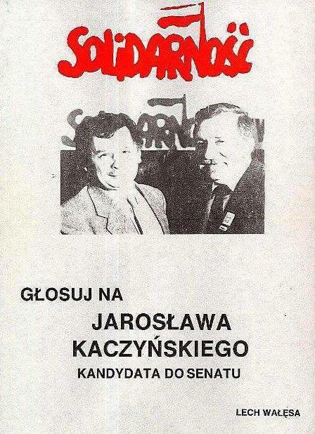 Plakat Solidarności - Głosuj na Jarosława Kaczyńskiego - Lech Wałęsa