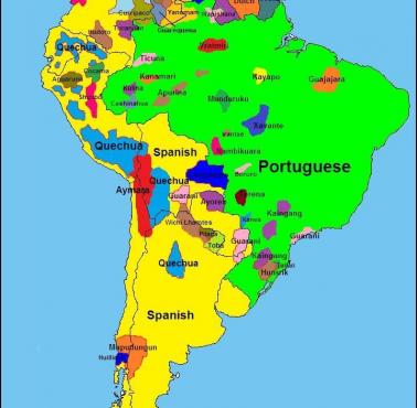 Mapa języków używanych w Ameryce Południowej