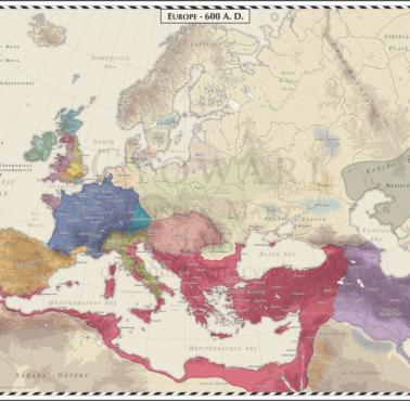 Mapa Europy w 600 roku