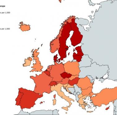 Wskaźniki rozwodów w Europie (Źródło: Eurostat 2017)