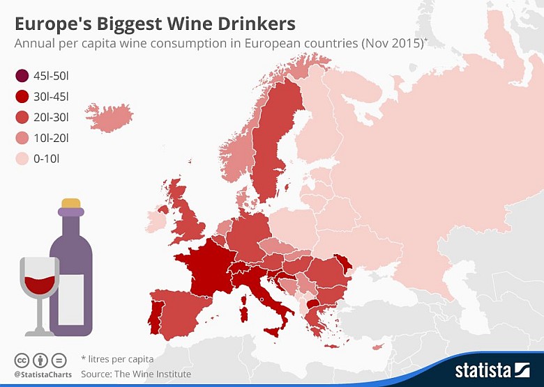 Ilość wypitego wina na osobę, 2015