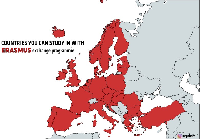 Kraje, w których można studiować z programem wymiany Erasmus
