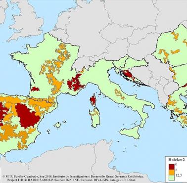 Obszary o niskiej gęstości zaludnienia w Europie Południowej