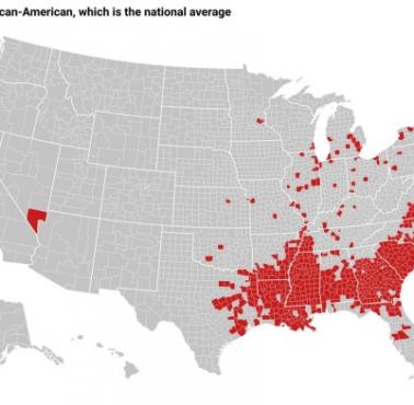 Hrabstwa USA z wyższym niż przeciętny odsetkiem Afroamerykanów