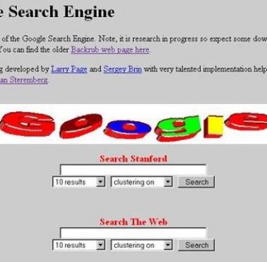 Pierwsza strona internetowa Google'a, 1996