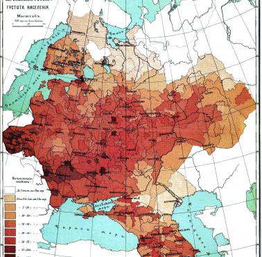 Gęstość zaludnienia europejskiej części Rosji w 1893 r.