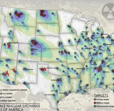 Skutki hipotetycznego ataku jądrowego w pełnej skali na cele w Stanach Zjednoczonych