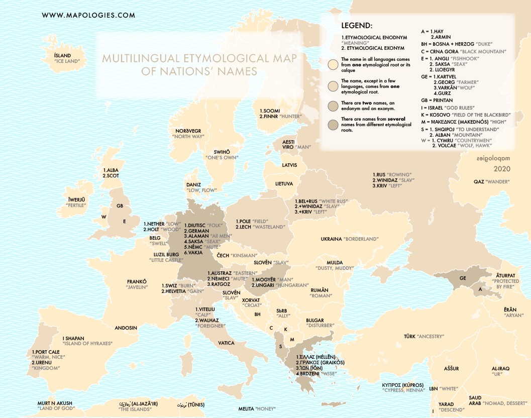Etymologiczne pochodzenie nazw europejskich państw