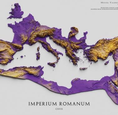 Reliefowa (topograficzna) mapa Imperium Rzymskiego, 117 roku n.e.