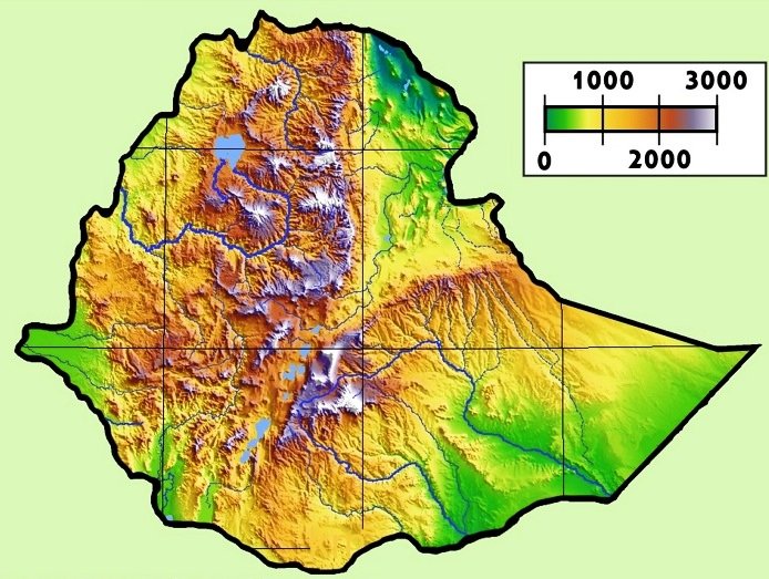 Reliefowa mapa Etiopii