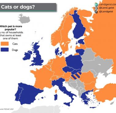 Różnica między populacją psów i kotów w UE