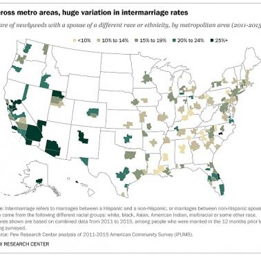 Małżeństwa międzyrasowe i etniczne w USA, 2011-2015, PEW