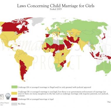 Minimalny wiek małżeństwa dziewcząt - według kraju