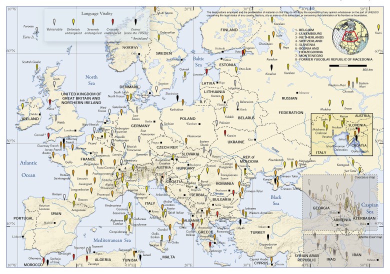 Zagrożone języki w Europie, UNESCO, 2013