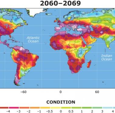 Prognozowane susze i suche regiony w latach 2060-2069