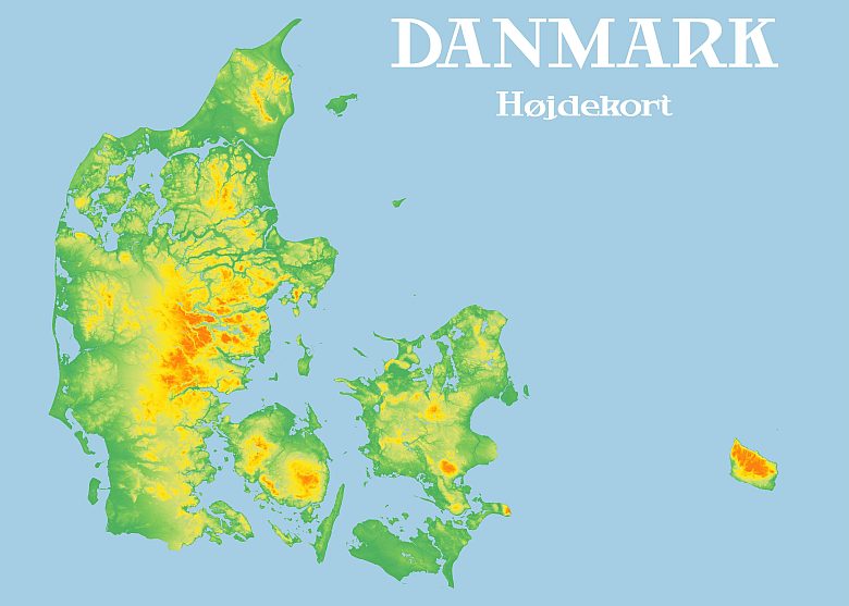 Reliefowa mapa Danii